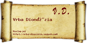 Vrba Dionízia névjegykártya